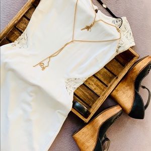 Cream Middi Lace Dress